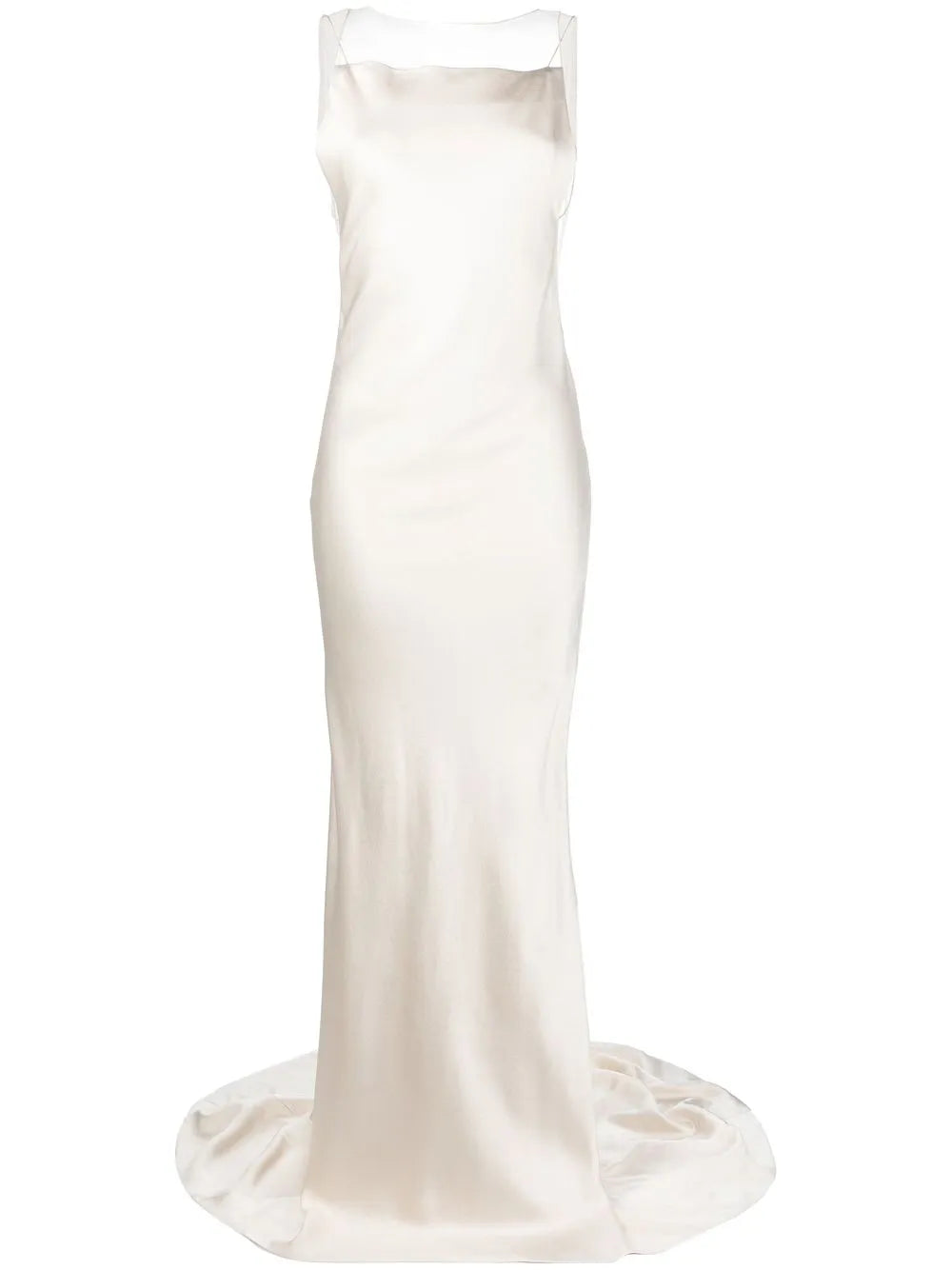 Maison Margiela Satin Fishtail Gown — White — Size XS — Front View