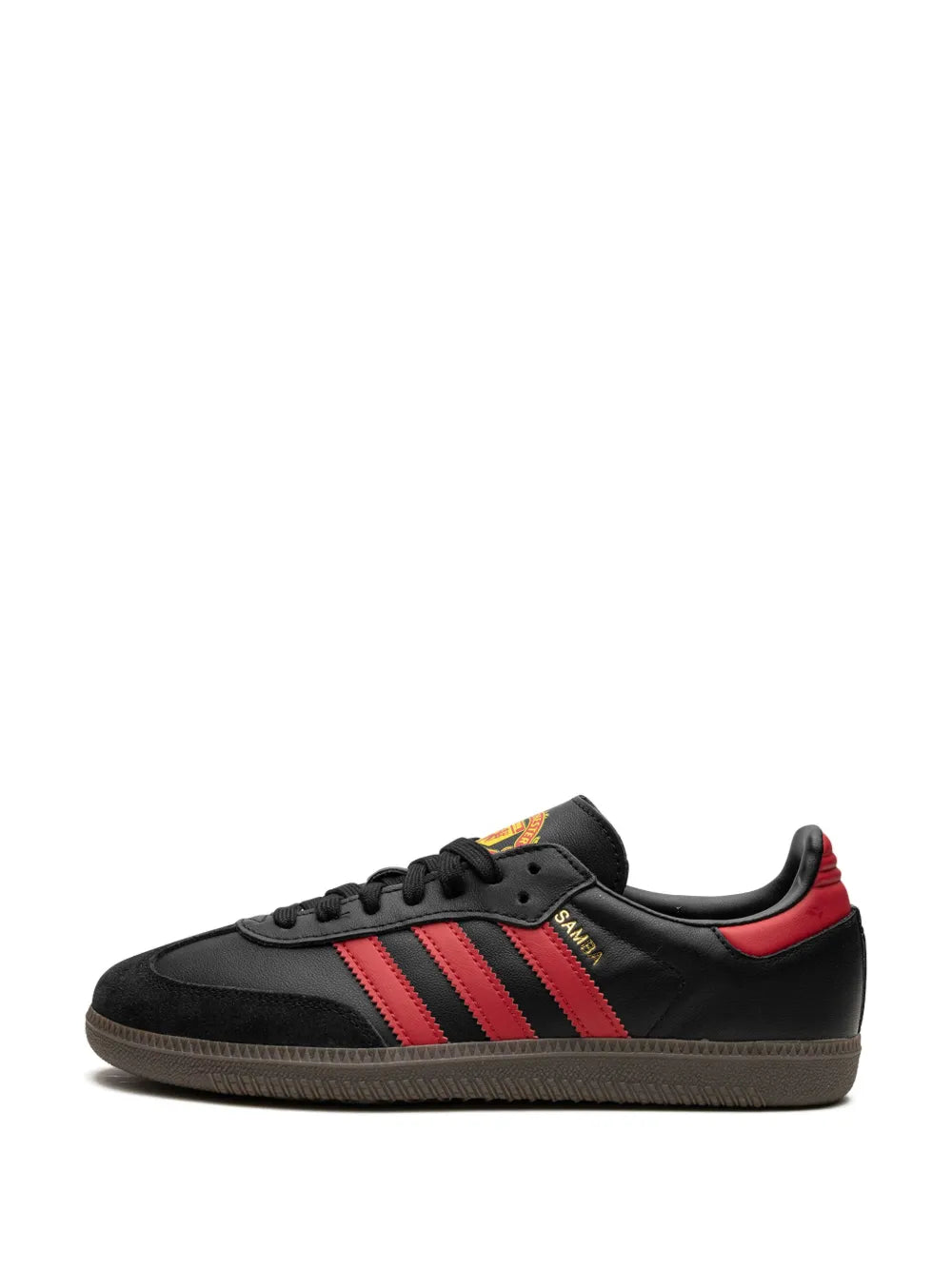 adidas Samba Manchester United Sneakers — Black/Red — Size US M 10.5 - US W 12 — Detail View