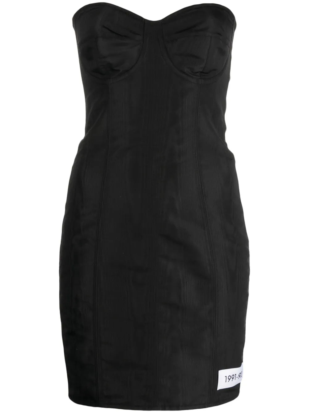 Dolce Gabbana Moire Faille Strapless Minidress — Black — Size XS — Front View