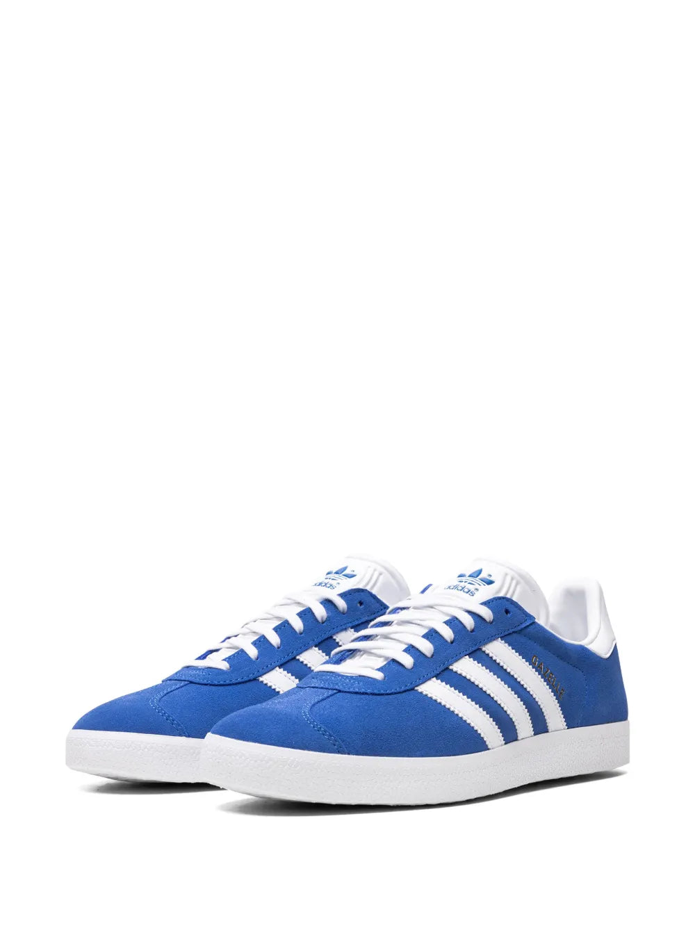 adidas Gazelle Blue/Cloud White/Gold Metallic Sneakers — Royal Blue/White — Size US M 3.5 - US W 5 — Detail View