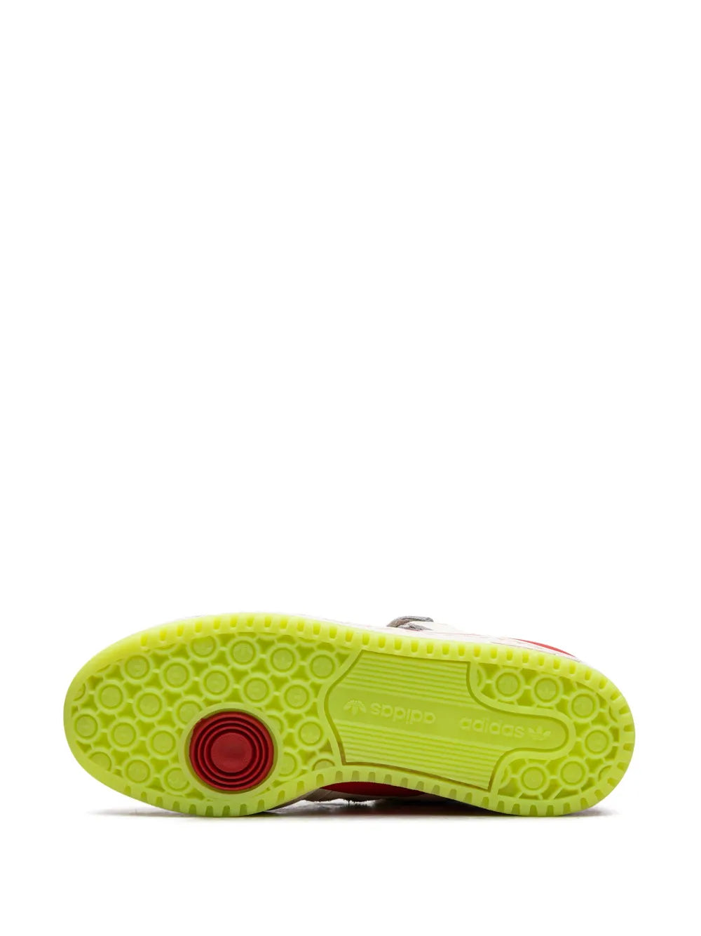 adidas Forum Low The Grinch Lace-Up Trainers — Cream White/Poppy Red/Lime Green — Size US M 8.5 - US W 10 — Top View