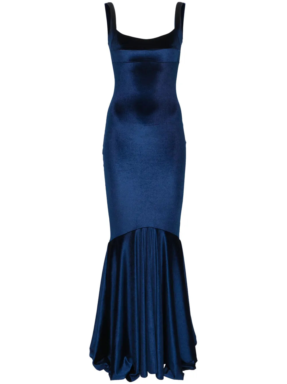 Atu Body Couture Sleeveless Velvet Mermaid Gown — Blue/ Navy — Size XS — Front View