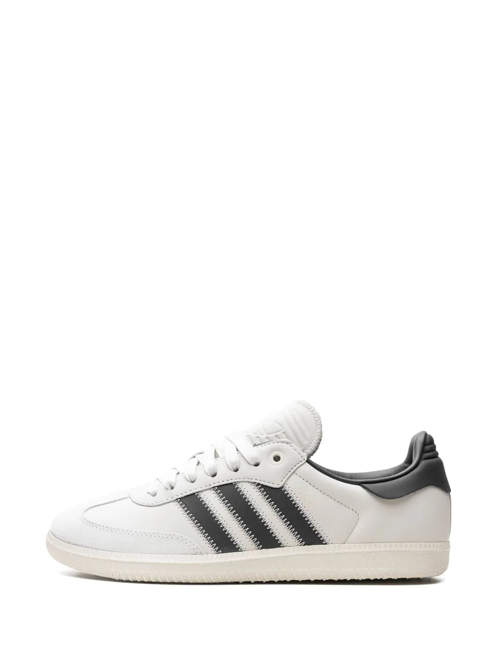 adidas X Pharrell Williams Samba Core Black Sneakers — White/Black — Size US M 10 - US W 11.5 — Detail View