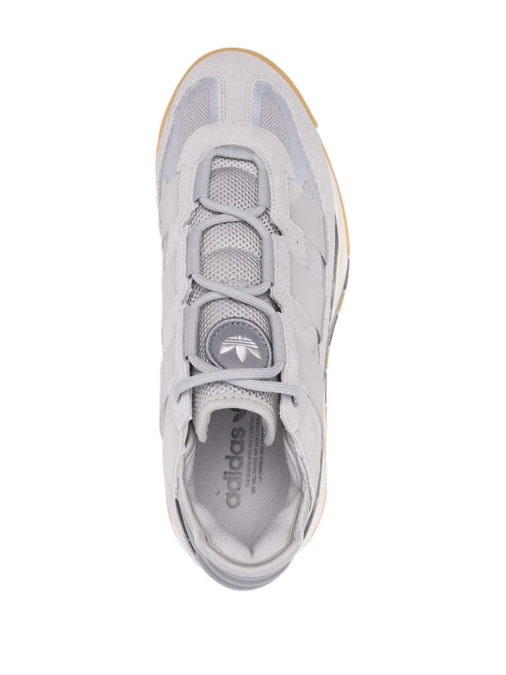 adidas Niteball Panelled-Design Sneakers — Grey/Cream White/Beige — Size US M 3.5 - US W 5 — Top View