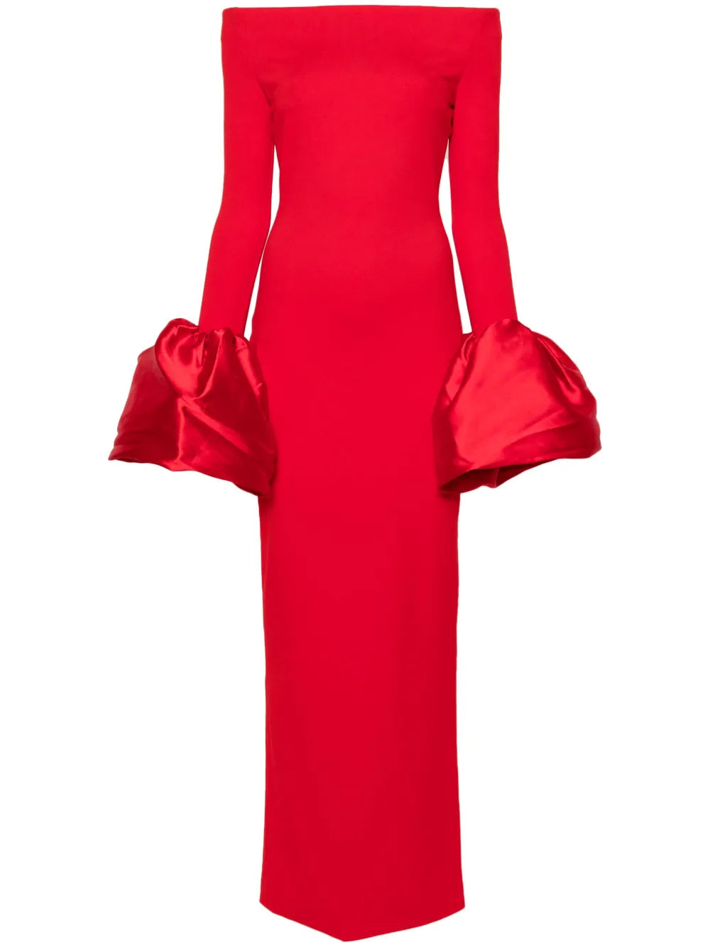 Solace London Talia Oversized Cuffs Gown — Red — Size XS — Front View