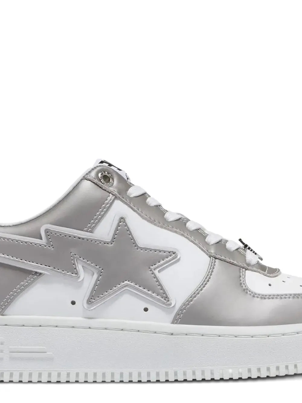 A Bathing Ape?Bape Sta #4 Logo Sneakers — White / Grey — Size US M 3.5 - US W 5 — Side View