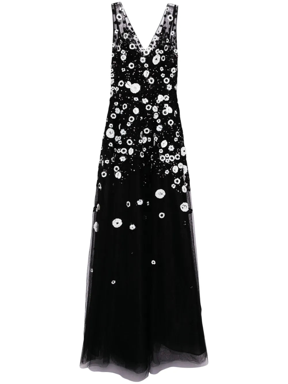 Saiid Kobeisy Bead Embellished Tulle Gown — Black/ Red — Size XS — Front View