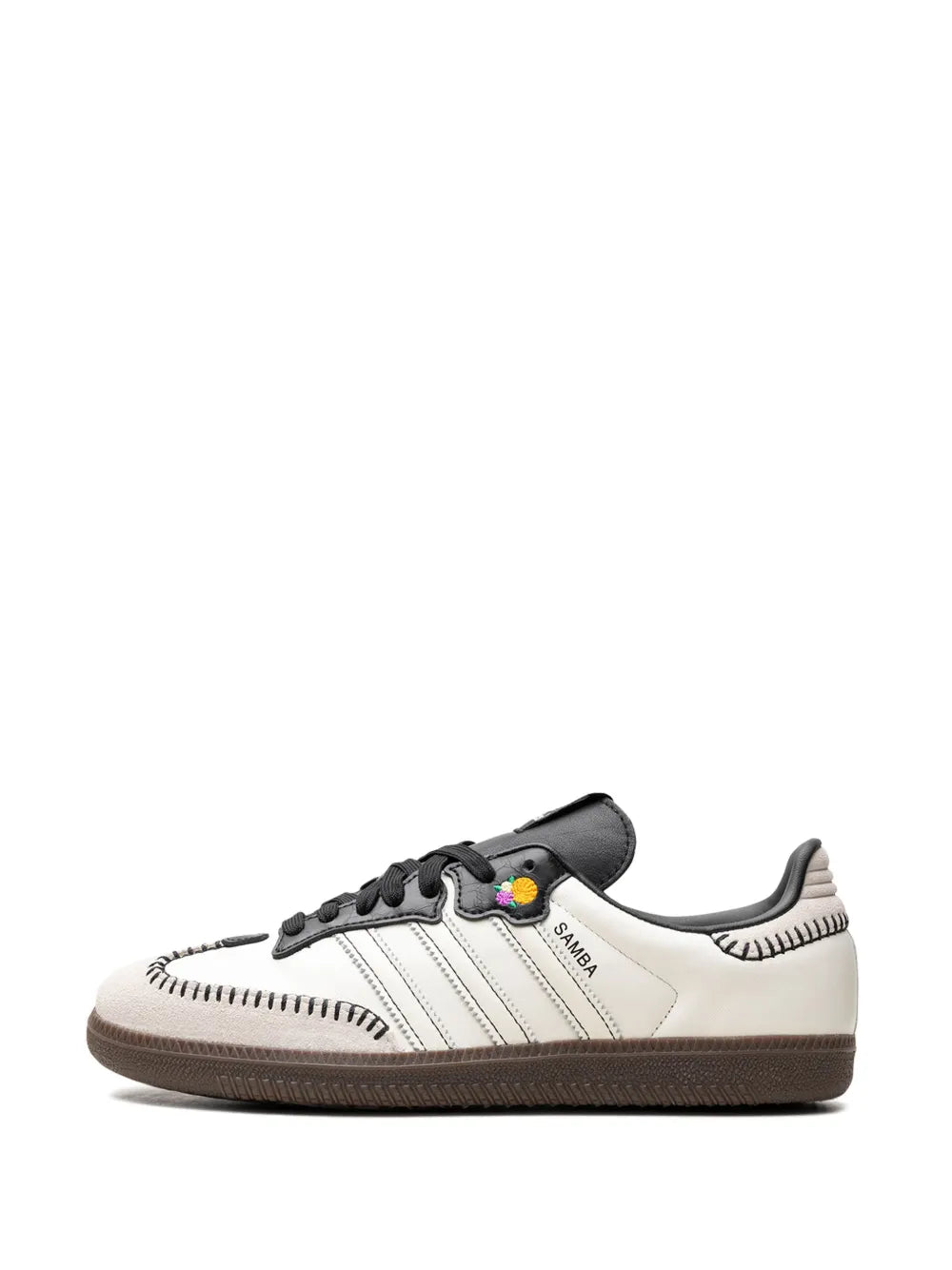 adidas Samba Og D? De Los Muertos - White Sneakers — Off-White/Black/Orange — Size US M 11.5 - US W 13 — Detail View