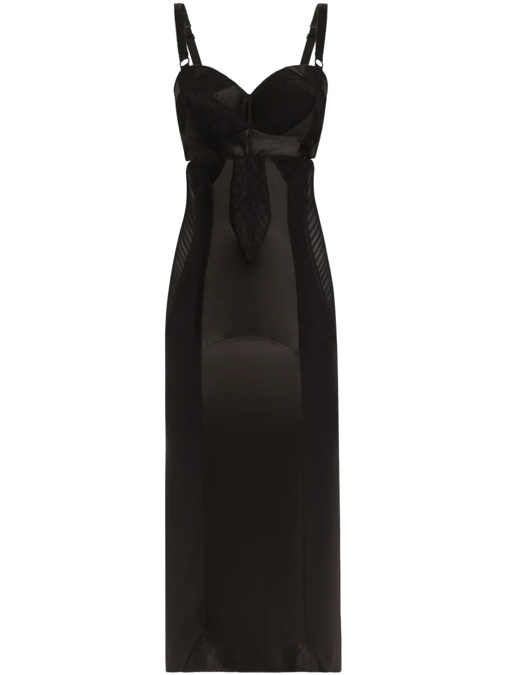 Dolce Gabbana Bustier Midi Dress — Black — Size XS — Front View