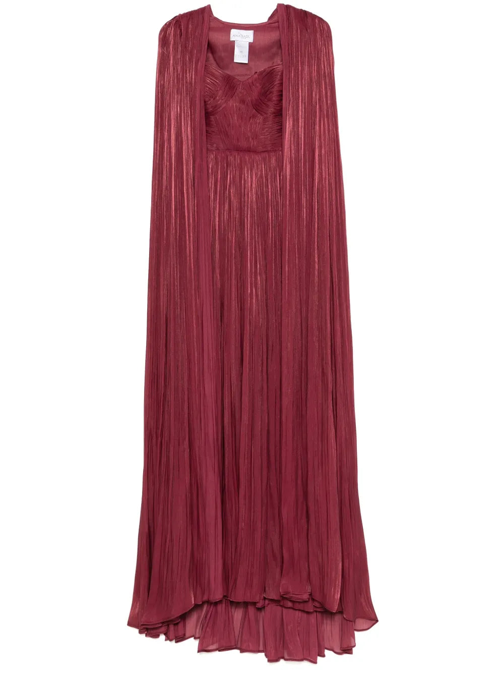 Ana Radu Layered Plisse Gown — Red — Size S — Front View