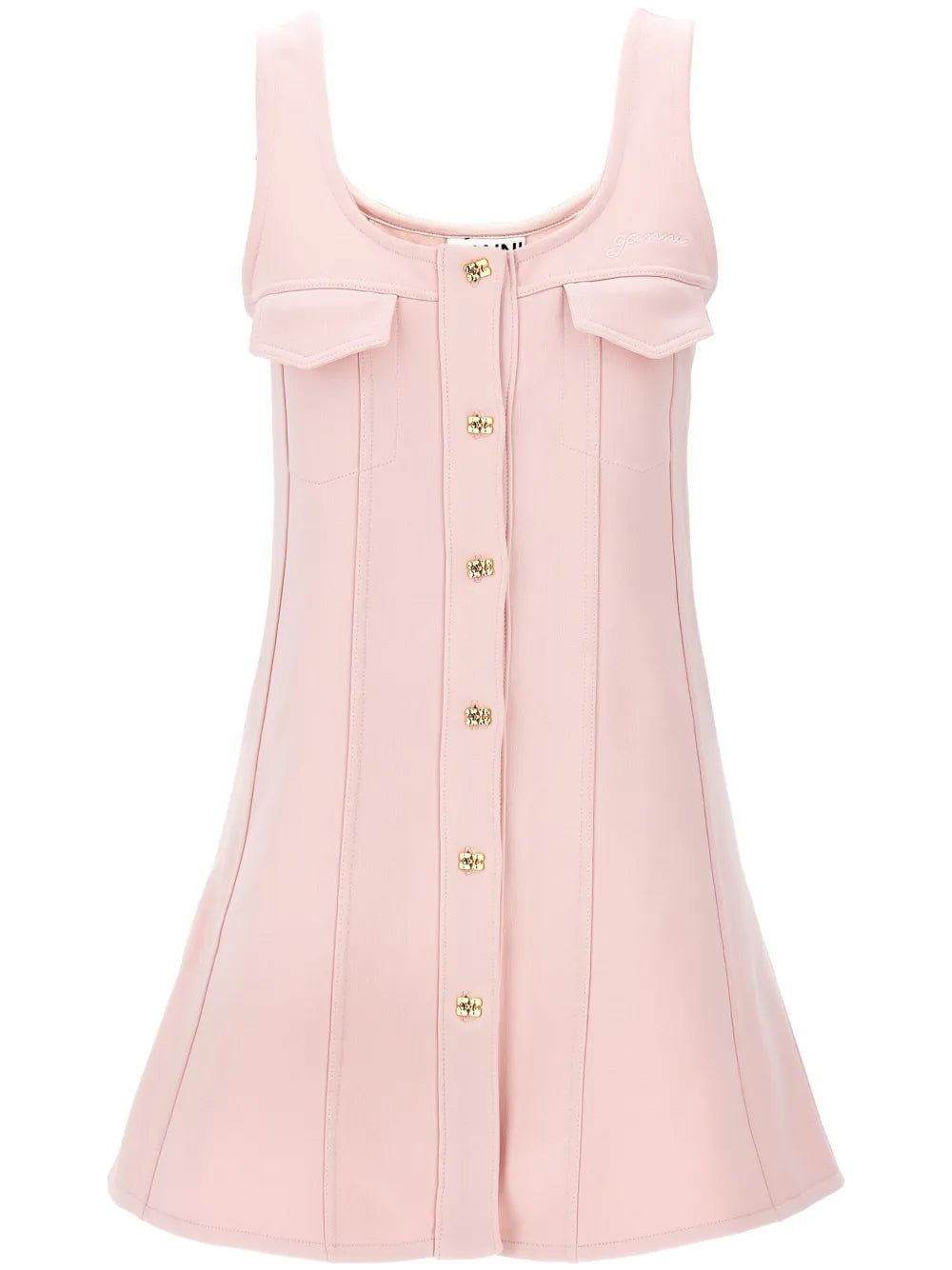 Ganni A Line Minidress — Pink — Size M — Front View
