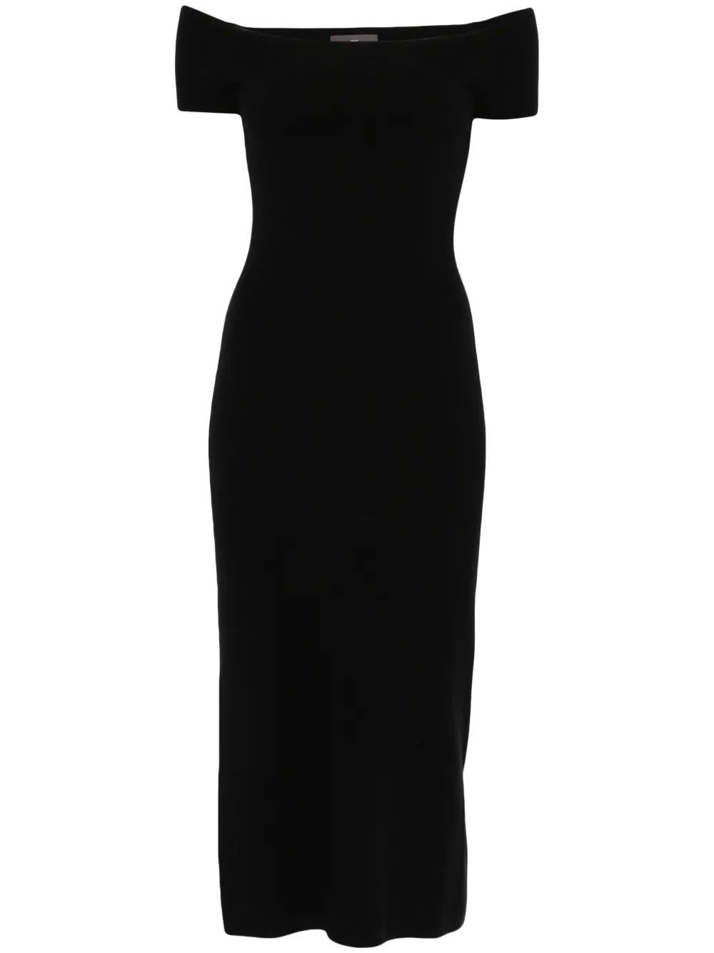 Bompard Bardot Neckline Midi Dress — Black/ Red — Size XS — Front View