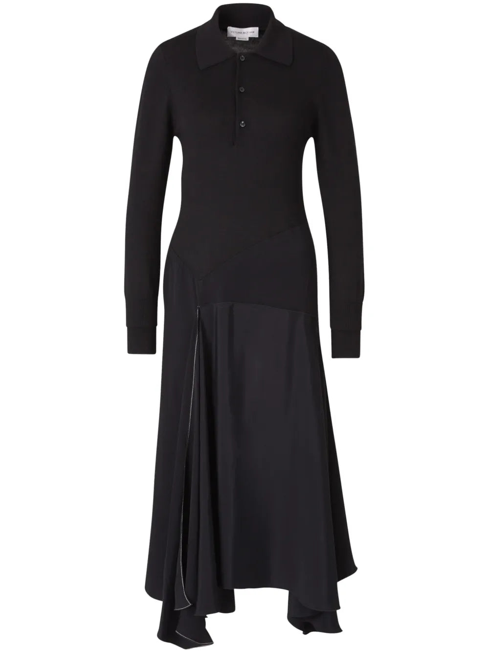 Victoria Beckham Henley Midi Dress — Black — Size XS — Front View