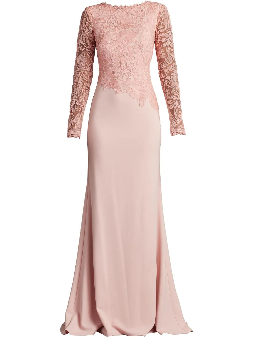 Tadashi Shoji Caliste Embroidered Gown — Red/ Pink — Size M — Front View