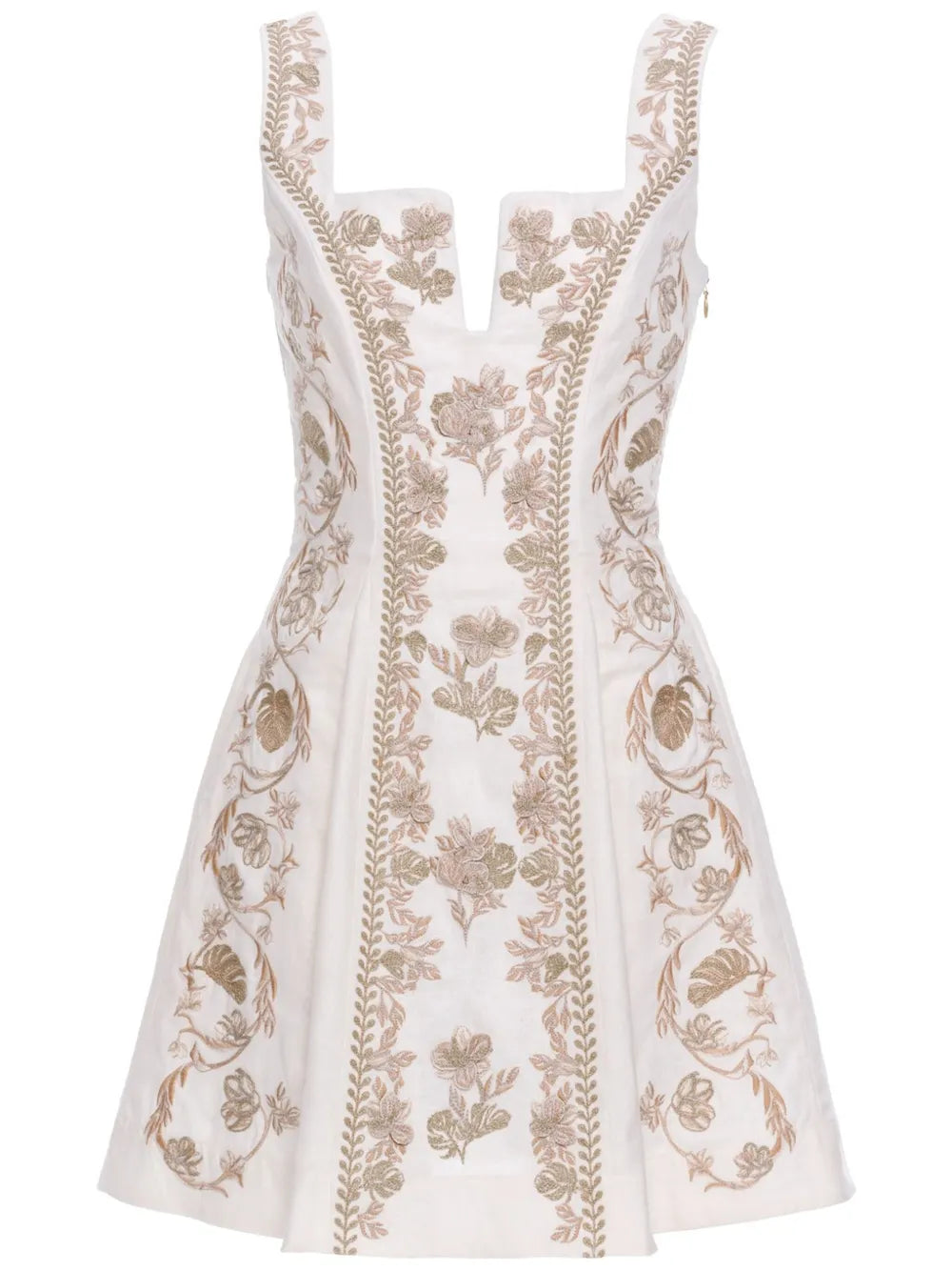 Agua By Agua Bendita All Over Embroidered Dress — White/ Red — Size XS — Front View