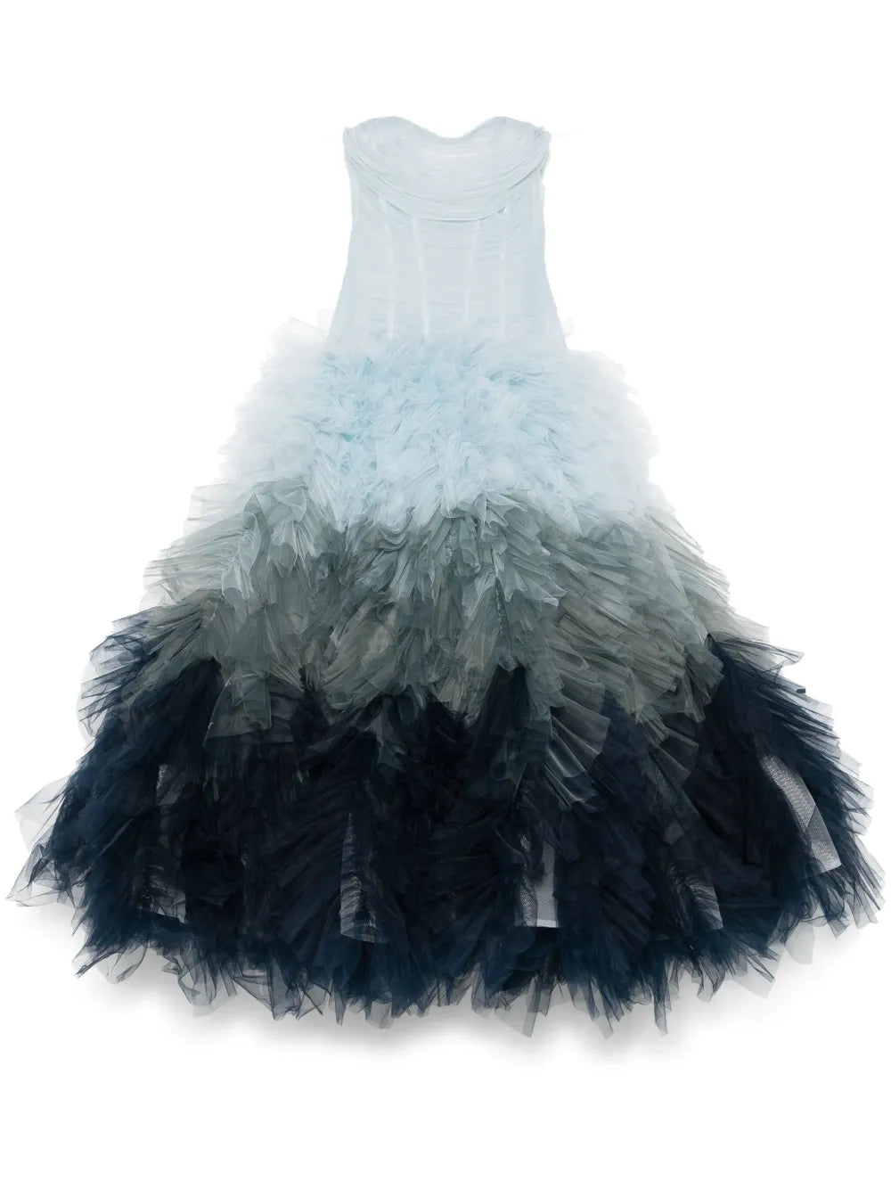 Ana Radu Gradient Effect Tulle Gown — Blue — Size XS — Front View