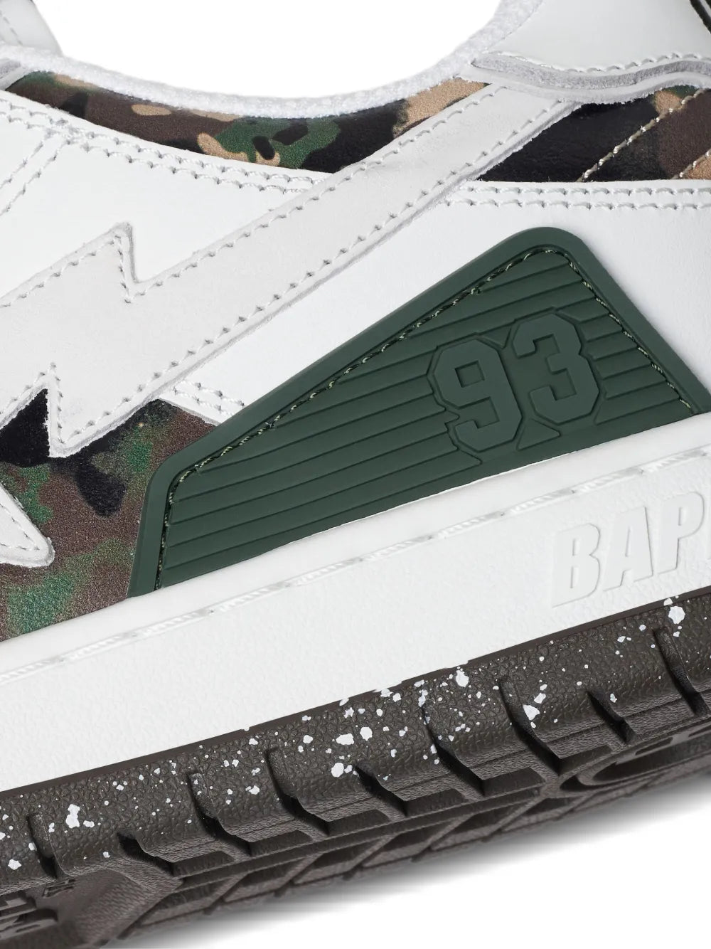 A Bathing Ape?Sk8 Sta #2 Camouflage-Panel Sneakers — White — Size US M 3.5 - US W 5 — Detail View