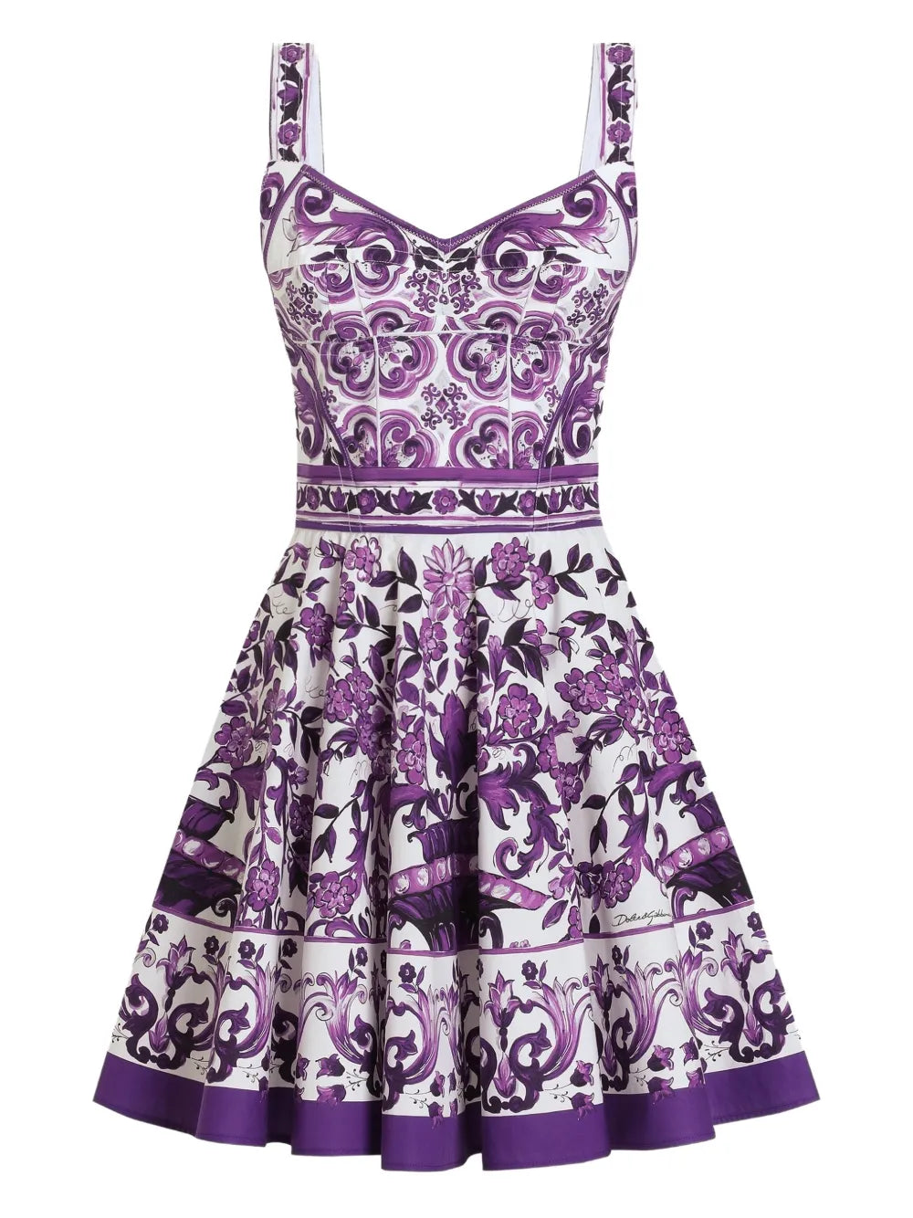 Dolce Gabbana Majolica Print Mini Dress — Purple — Size XS — Side View
