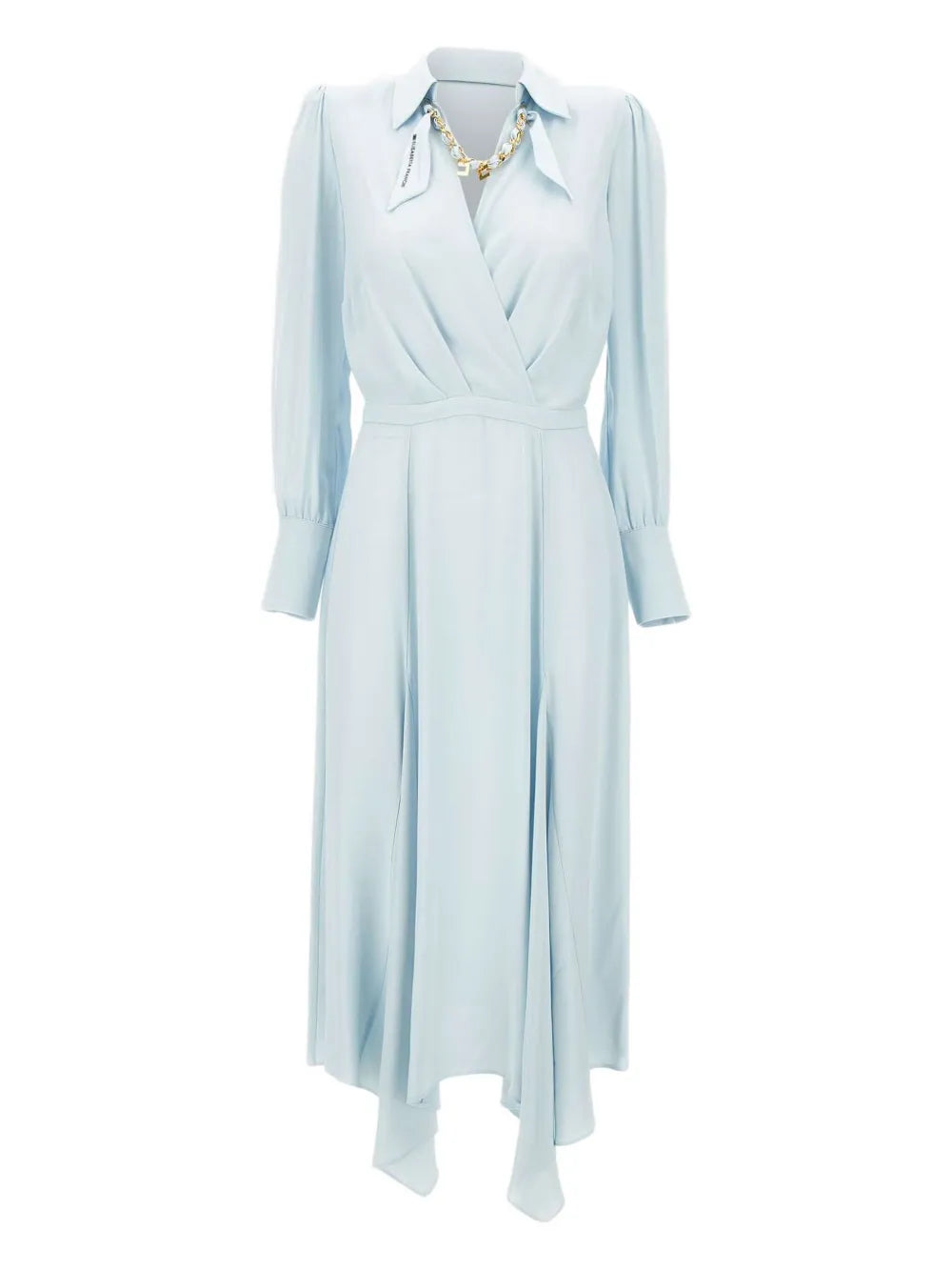 Elisabetta Franchi Georgette Midi Dress — Blue — Size XS — Front View