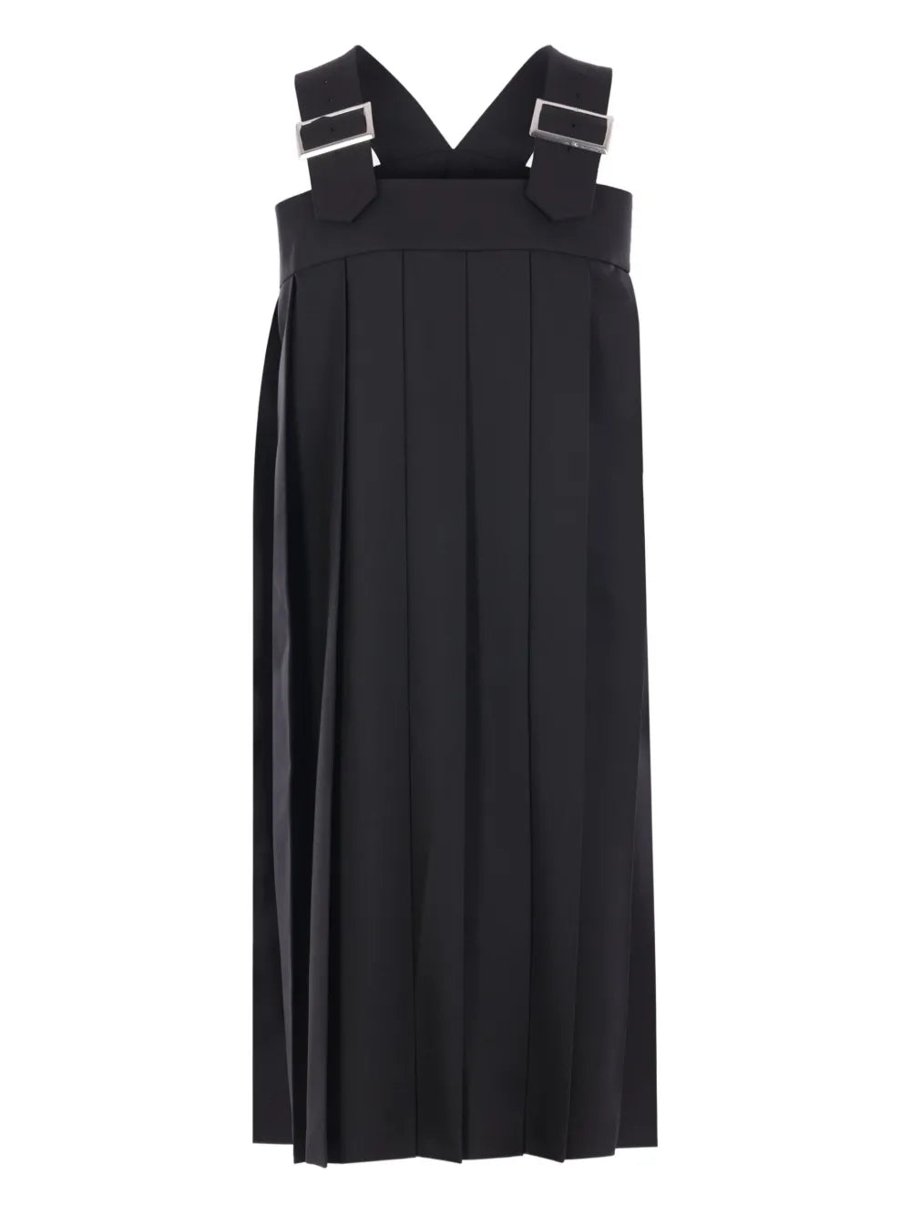 Comme Des Garcons Pleated Buckled Dress — Black — Size XS — Front View