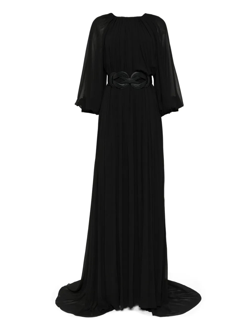 Saiid Kobeisy Pleated Maxi Dress — Black — Size XS — Front View