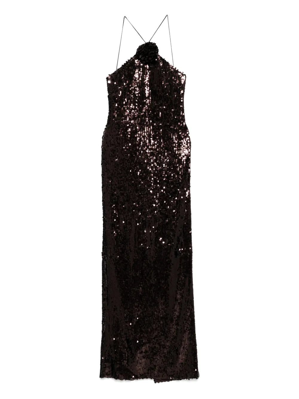 Magda Butrym Halterneck Sequinned Dress — Brown — Size XS — Front View