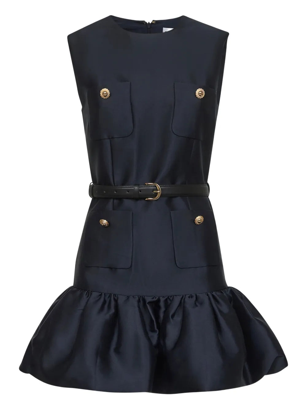 Self Portrait Taffeta Sleeveless Dress — Blue — Size XS — Front View