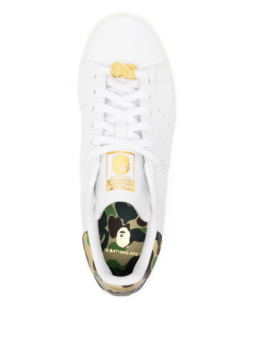 A Bathing Ape?X adidas Stan Smith Trainers — White — Size US M 3.5 - US W 5 — Top View