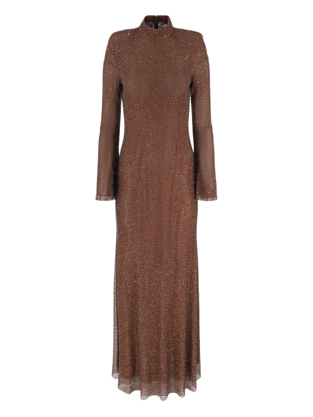 Self Portrait Rhinestone Embellished Gown — Brown — Size XS — Front View