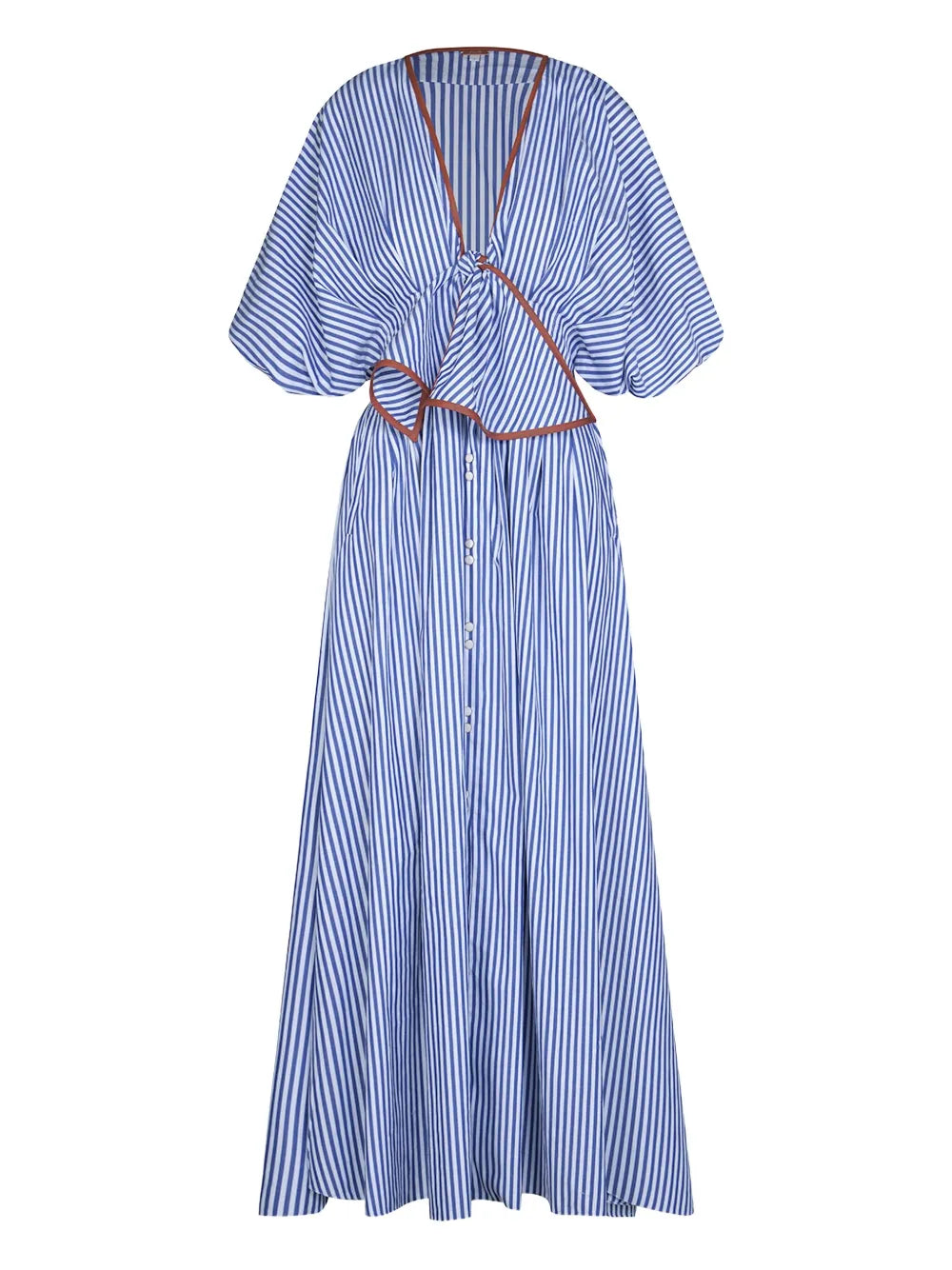 Johanna Ortiz Endless Spring Midi Dress — Blue/ Red — Size XS — Front View