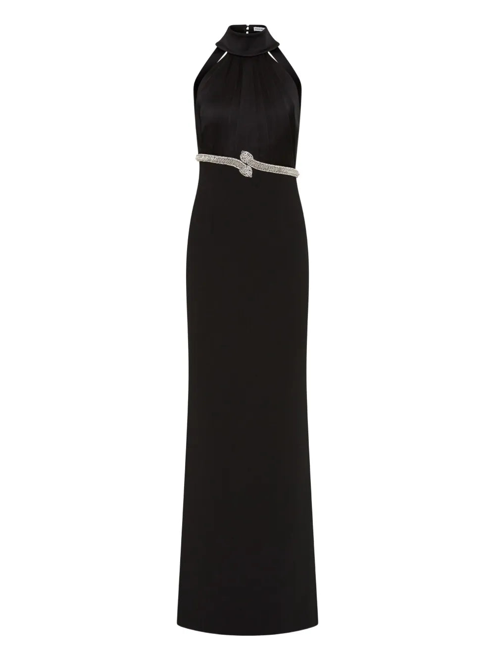Rebecca Vallance Lilith Embellished Halterneck Dress — Black — Size XS — Front View