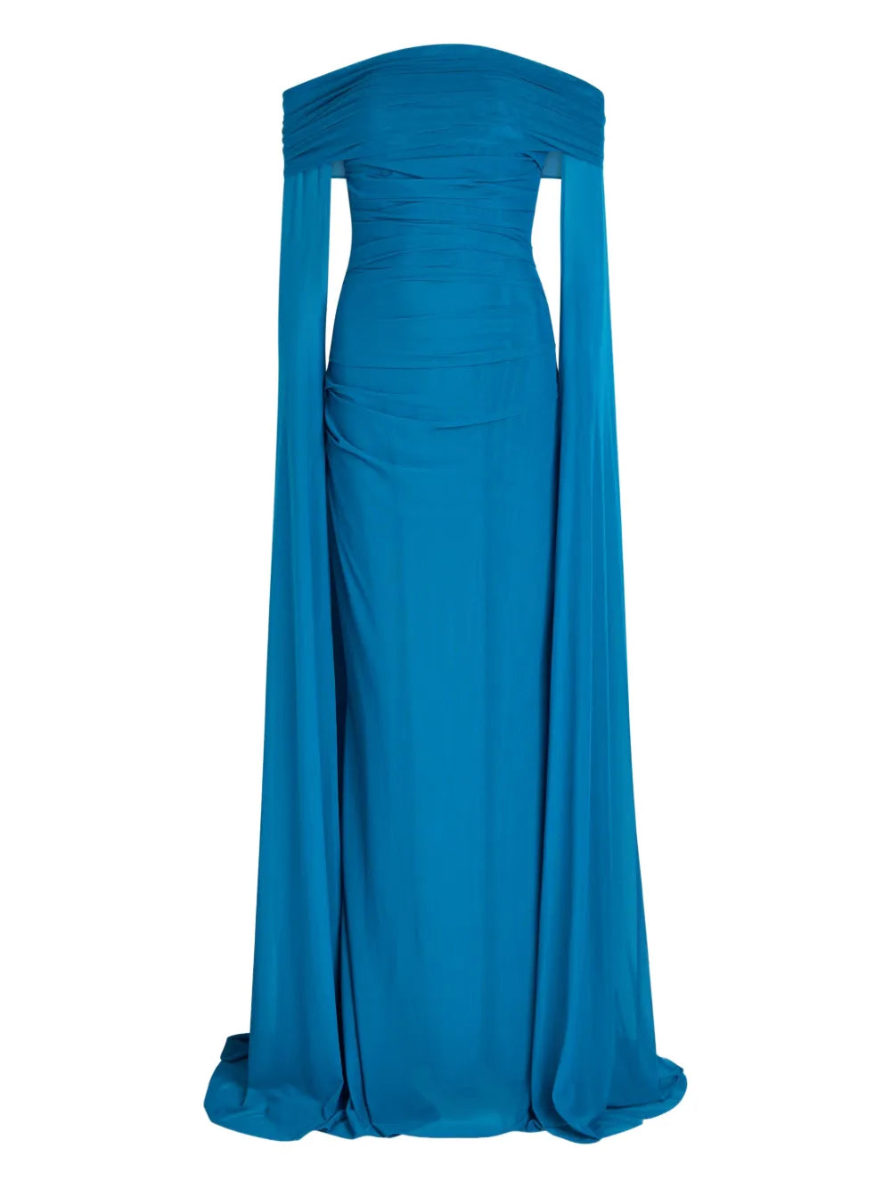 Talbot Runhof Off Shoulder Gown — Blue — Size M — Front View