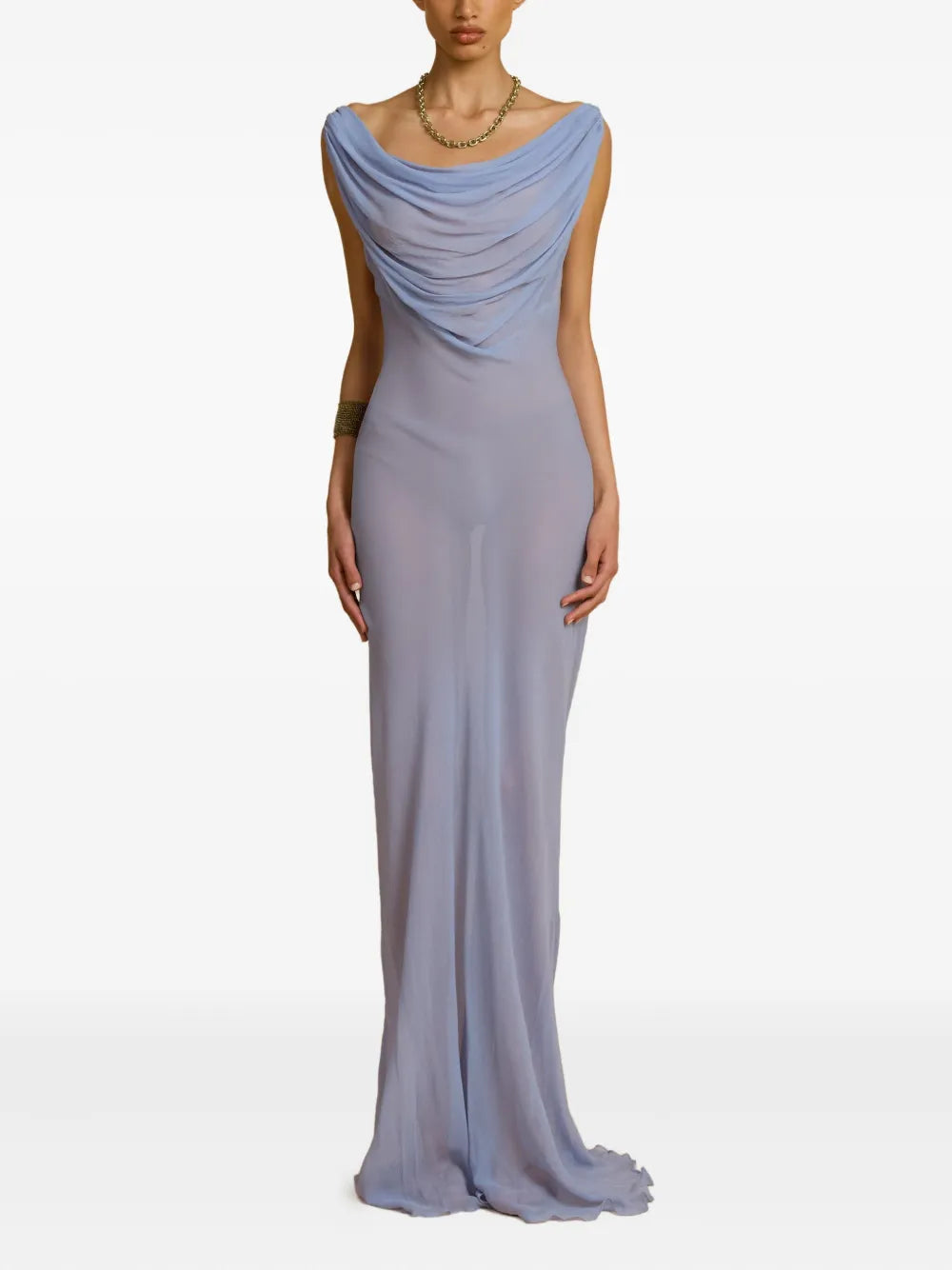 Arcina Ori Jordana Open Back Maxi Dress — Blue — Size XS — Front View