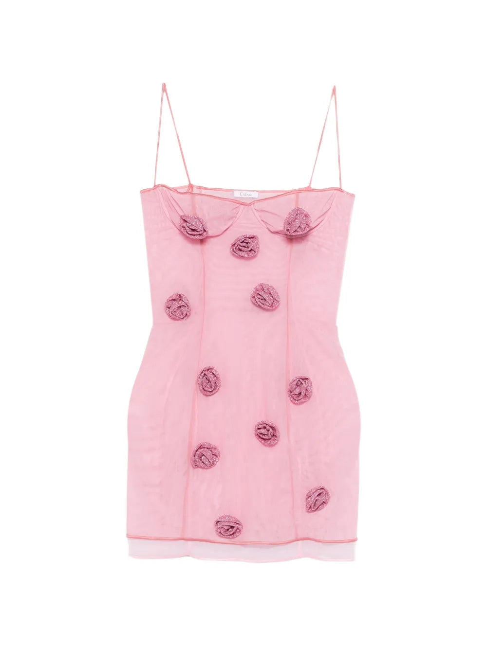 Oseree Rose Balconette Mini Dress — Pink — Size M — Front View