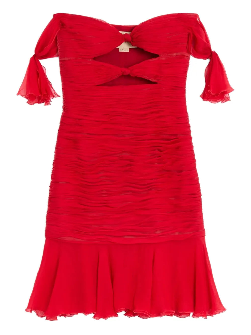 Valentino Garavani Flounce Chiffon Dress — Red — Size XS — Front View