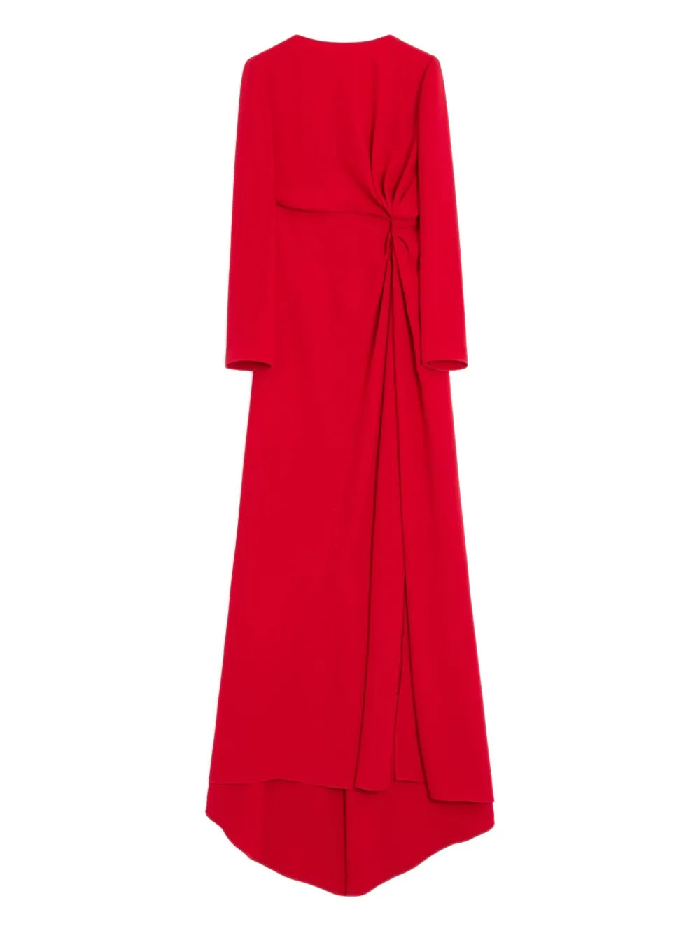Valentino Garavani Cady Couture Ruched Maxi Dress — Red — Size XS — Front View