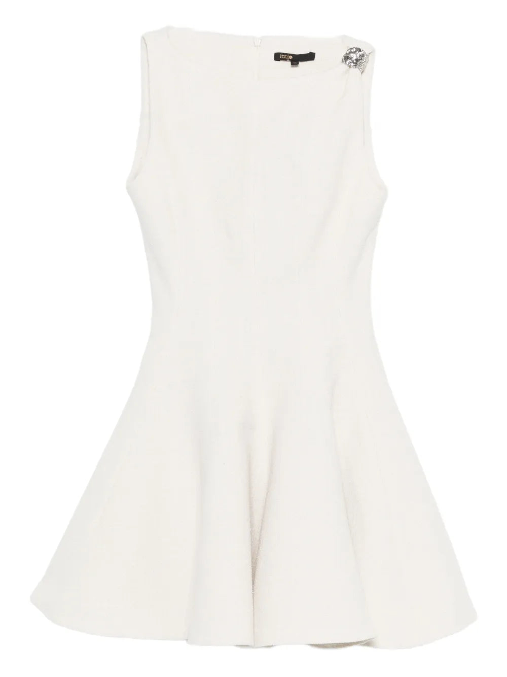 Maje Buckle Applique Cotton Dress — White — Size S — Front View