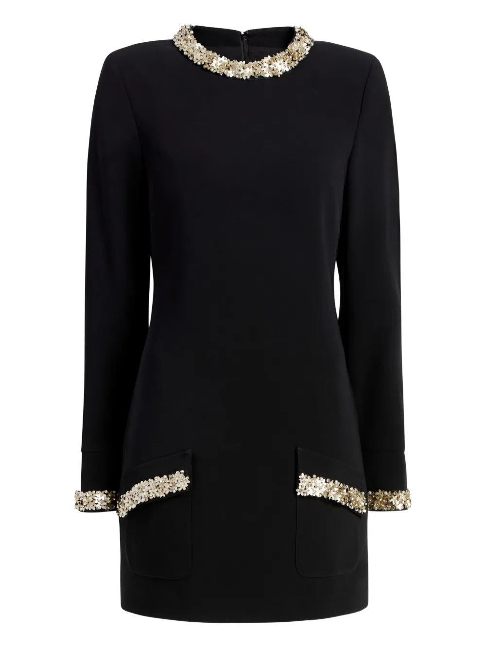 Cinq A Sept Flower Dots Embellished Dress — Black — Size XXS — Front View
