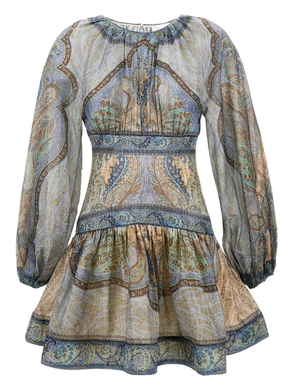 Zimmermann Wanderlust Mini Dress — Blue — Size S — Front View