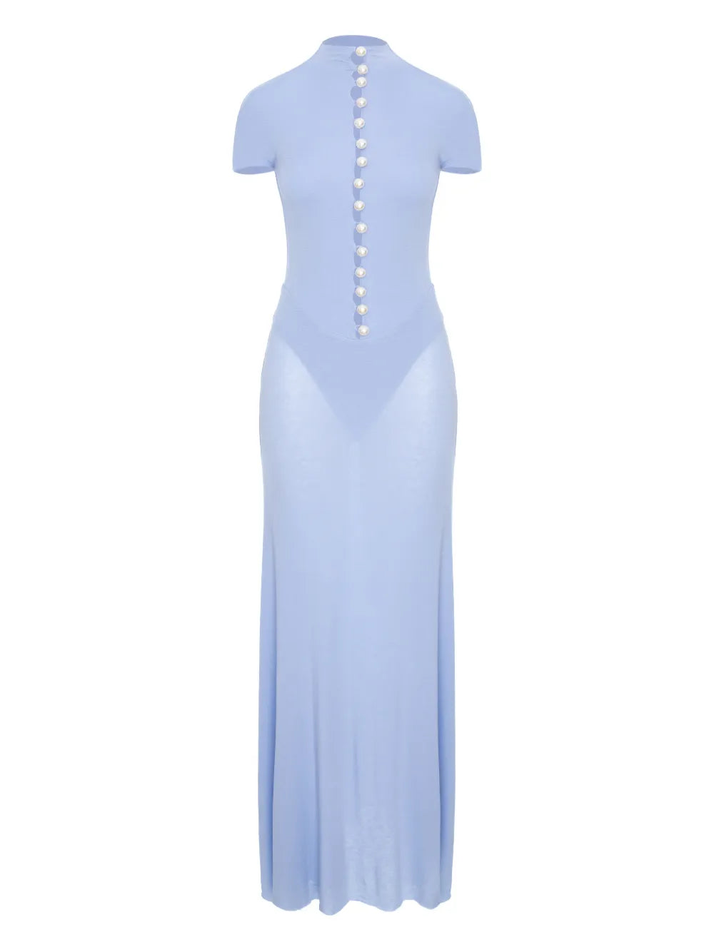 Manuri Pearl Embellished Maxi Dress — Blue — Size S — Front View