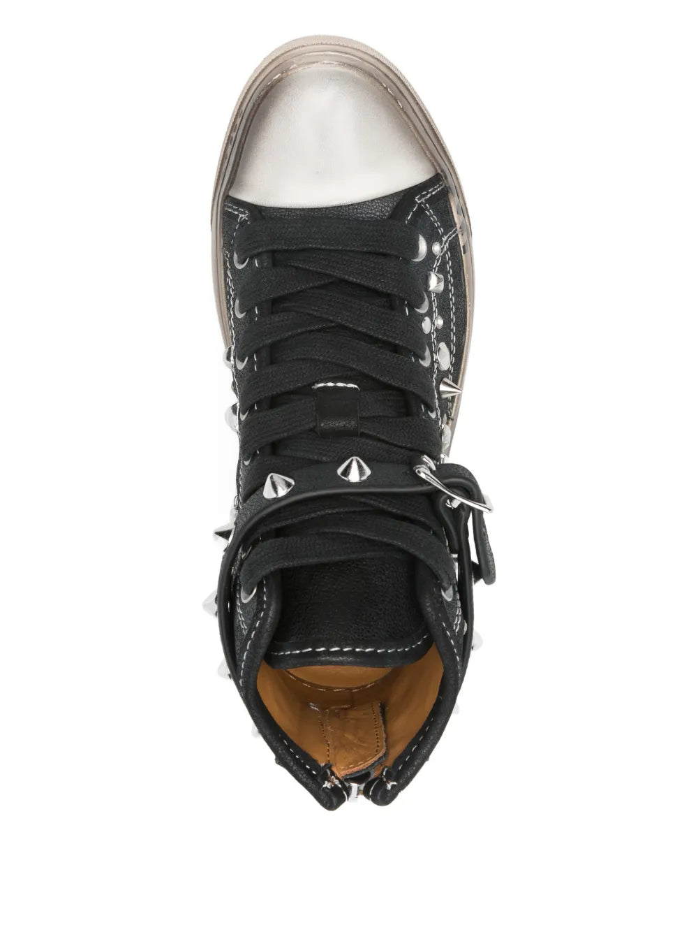R13 Stud-Embellished Flatform — Black — Size US M 3.5 - US W 5 — Top View