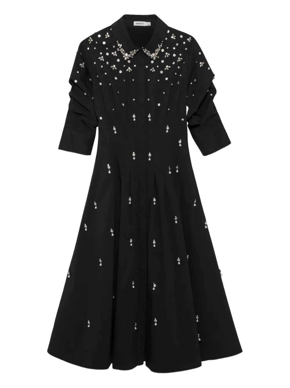 Simkhai Jazz Embellished Midi Dress — Black — Size XS — Front View