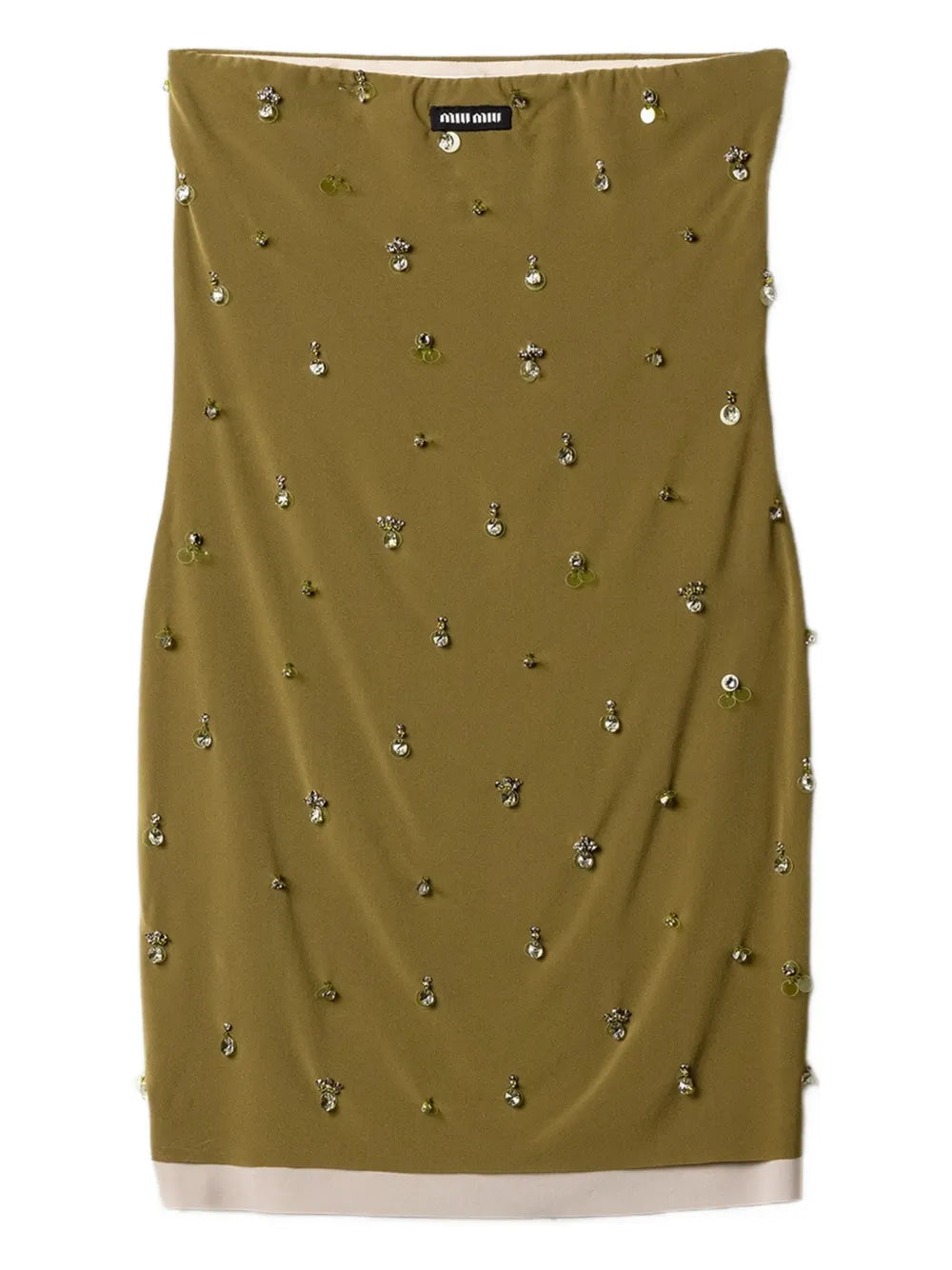 Miu Miu Knit Logo Label Mini Dress — Green — Size S — Front View