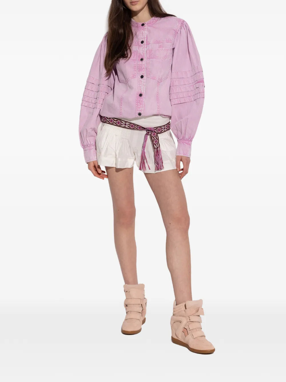 ISABEL MARANT Bekett Cut-Out Touch-Strap — Pink — Size US M 3.5 - US W 5 — Detail View