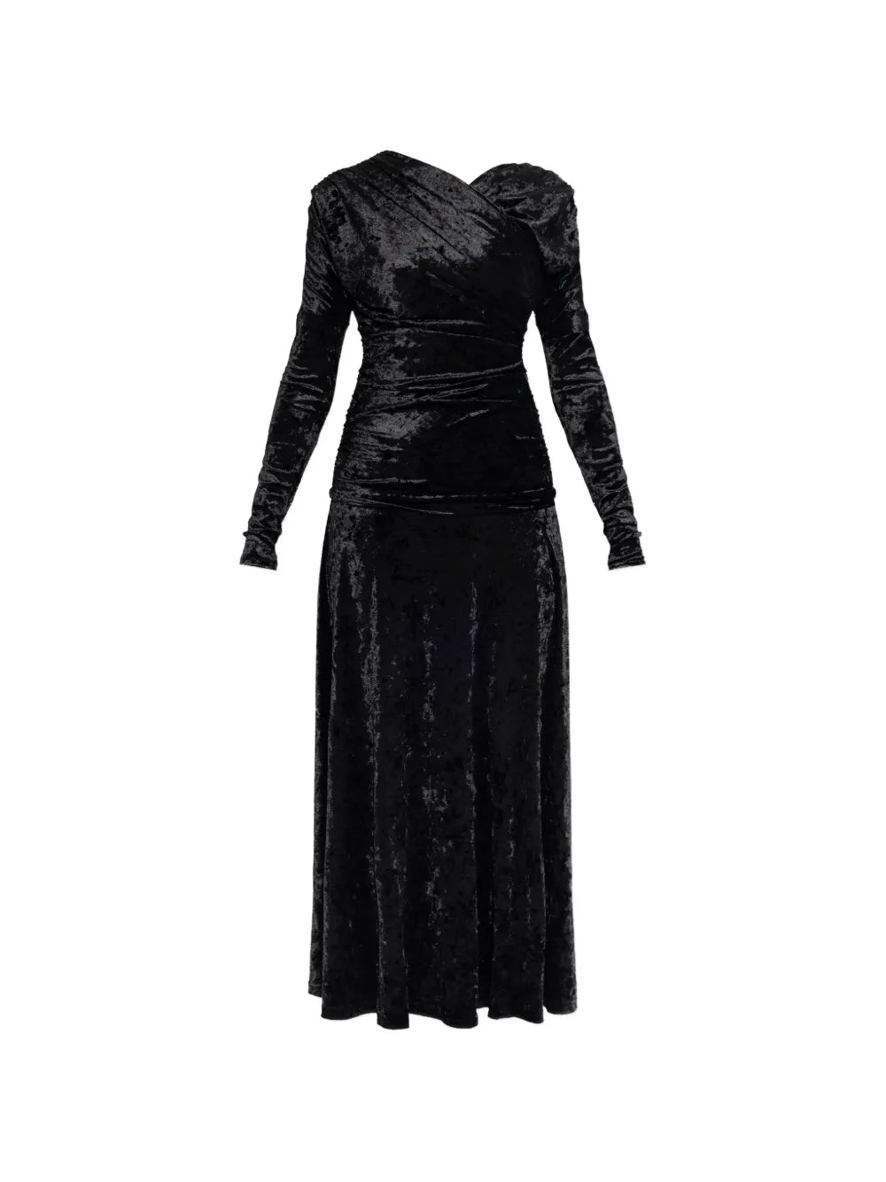 Ganni Draped Long Sleeved Maxi Dress — Black — Size XS — Front View