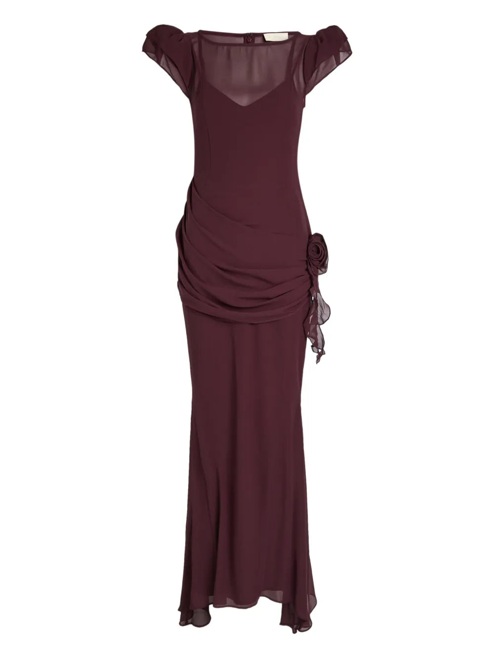 De La Vali Floral Draped Maxi Dress — Red — Size XS — Front View