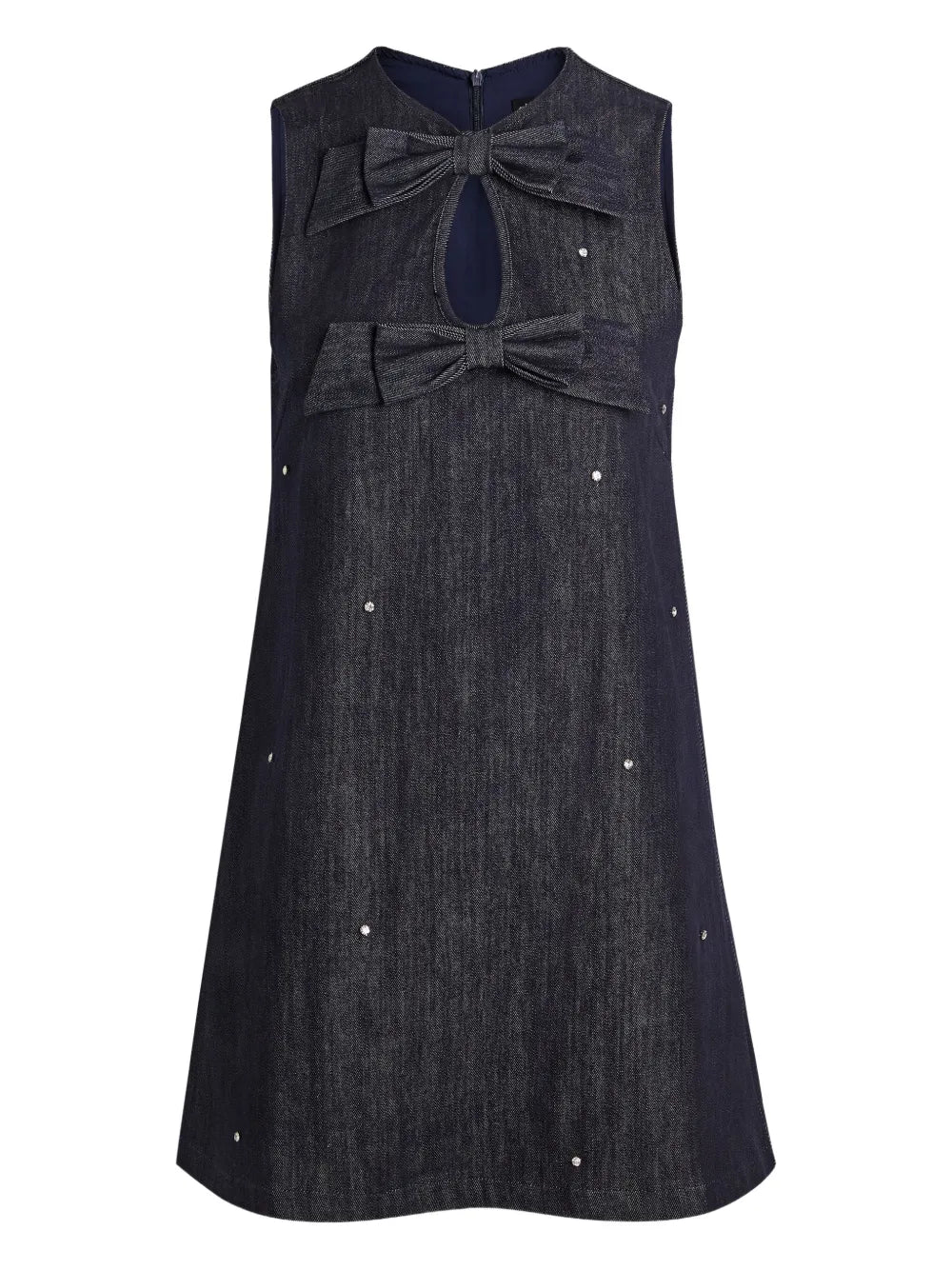 Sister Jane Bow Embellished Mini Dress — Blue — Size S — Front View