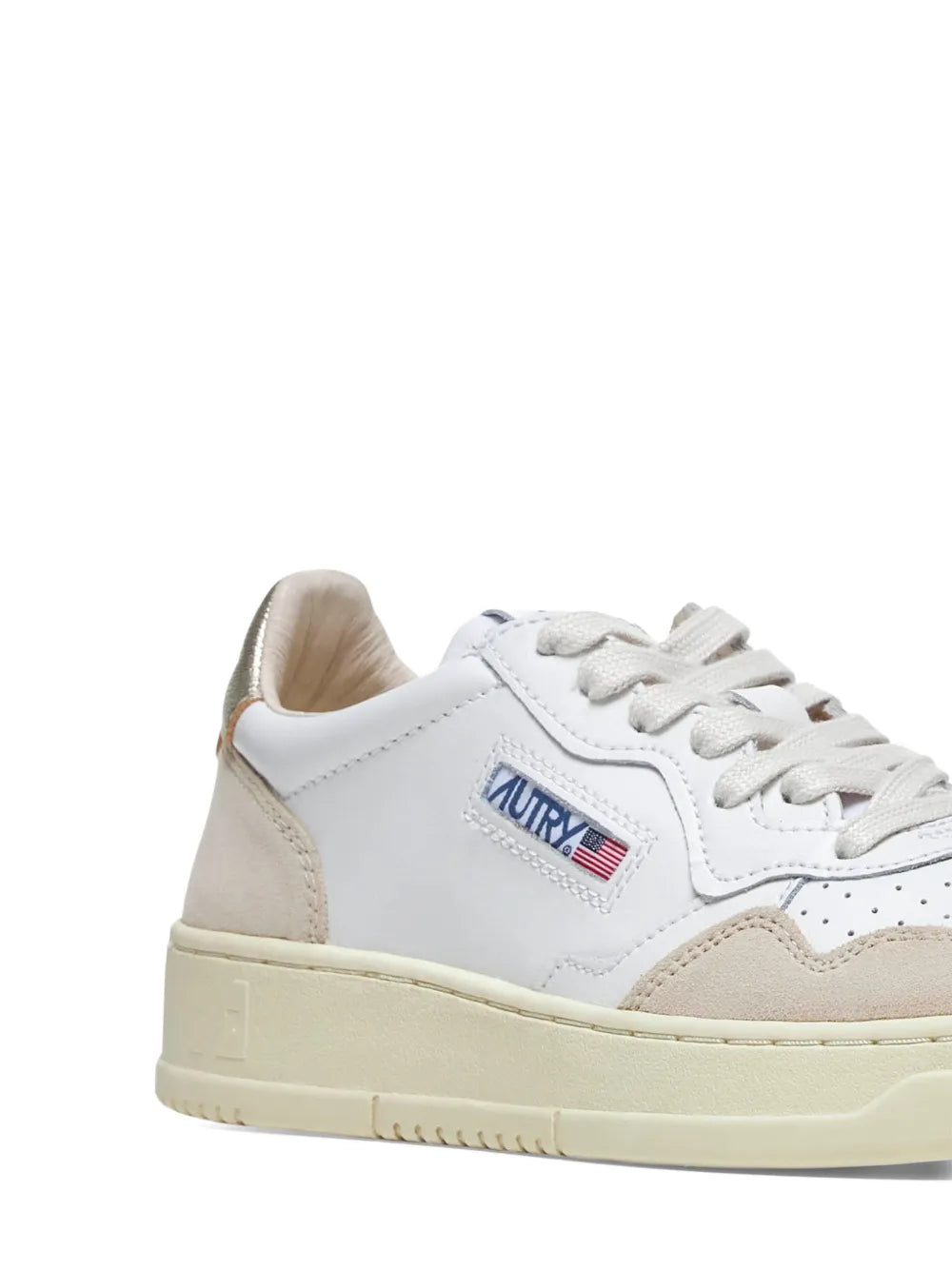 Autry Medalist Low Perforated Leather — White — Size US M 3.5 - US W 5 — Detail View