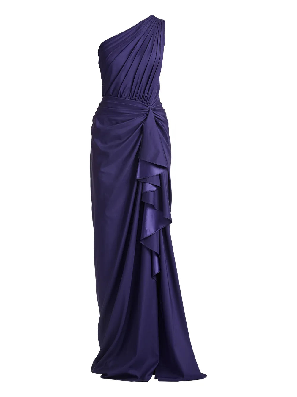 Tadashi Shoji One Shoulder Ruffled Maxi Dress — Red/ Purple — Size XS — Front View