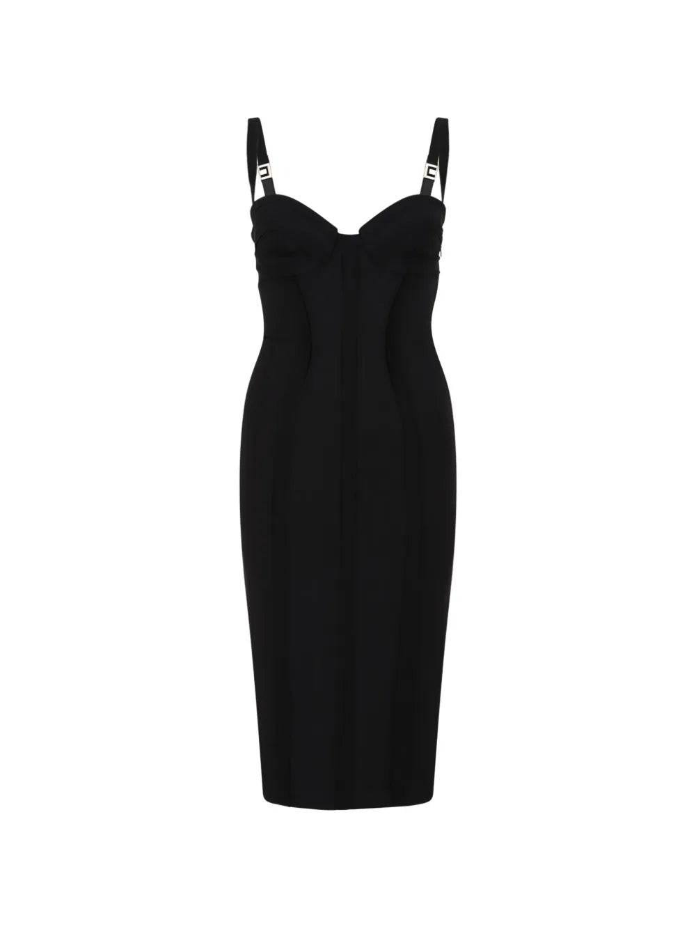Elisabetta Franchi Sweetheart Neck Midi Dress — Black/ Red — Size XS — Front View